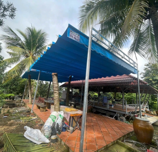 Thi công mái xếp sân vường